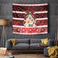 Polynesian Hibiscus Tribal Christmas Bow Tapestry
