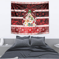 Polynesian Hibiscus Tribal Christmas Bow Tapestry