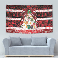 Polynesian Hibiscus Tribal Christmas Bow Tapestry