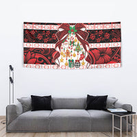 Polynesian Hibiscus Tribal Christmas Bow Tapestry