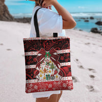 Polynesian Hibiscus Tribal Christmas Bow Tote Bag