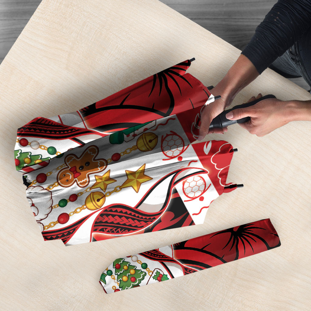 Polynesian Hibiscus Tribal Christmas Bow Umbrella