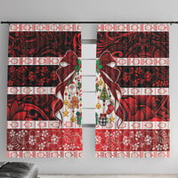 Polynesian Hibiscus Tribal Christmas Bow Window Curtain LT9 With Hooks Multicolor - Polynesian Pride