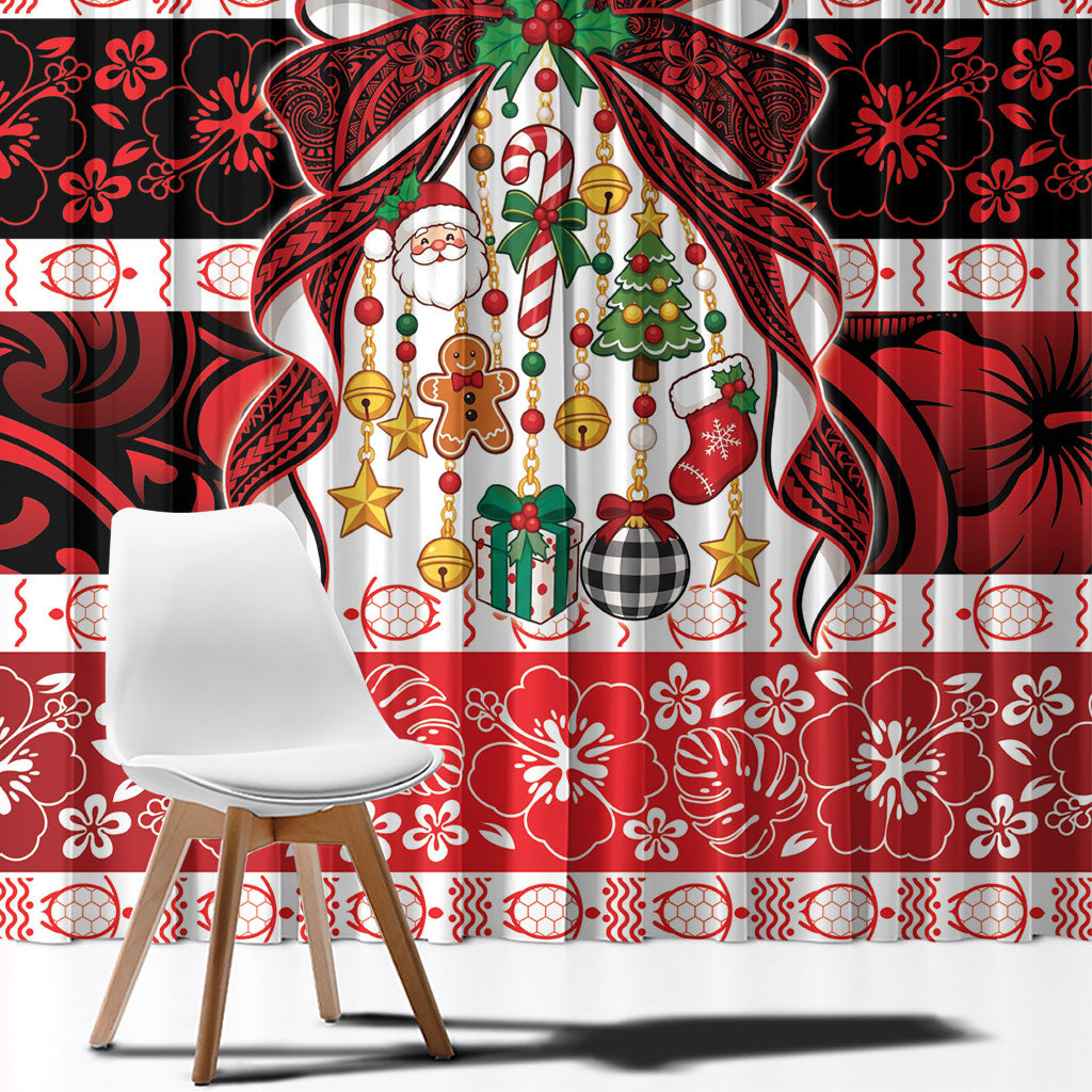 Polynesian Hibiscus Tribal Christmas Bow Window Curtain LT9 - Polynesian Pride