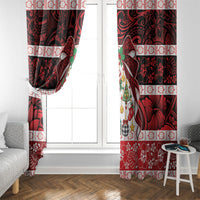 Polynesian Hibiscus Tribal Christmas Bow Window Curtain LT9 - Polynesian Pride