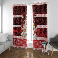 Polynesian Hibiscus Tribal Christmas Bow Window Curtain LT9 With Grommets Multicolor - Polynesian Pride