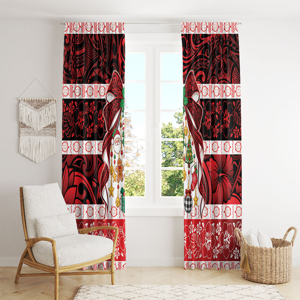 Polynesian Hibiscus Tribal Christmas Bow Window Curtain LT9 - Polynesian Pride