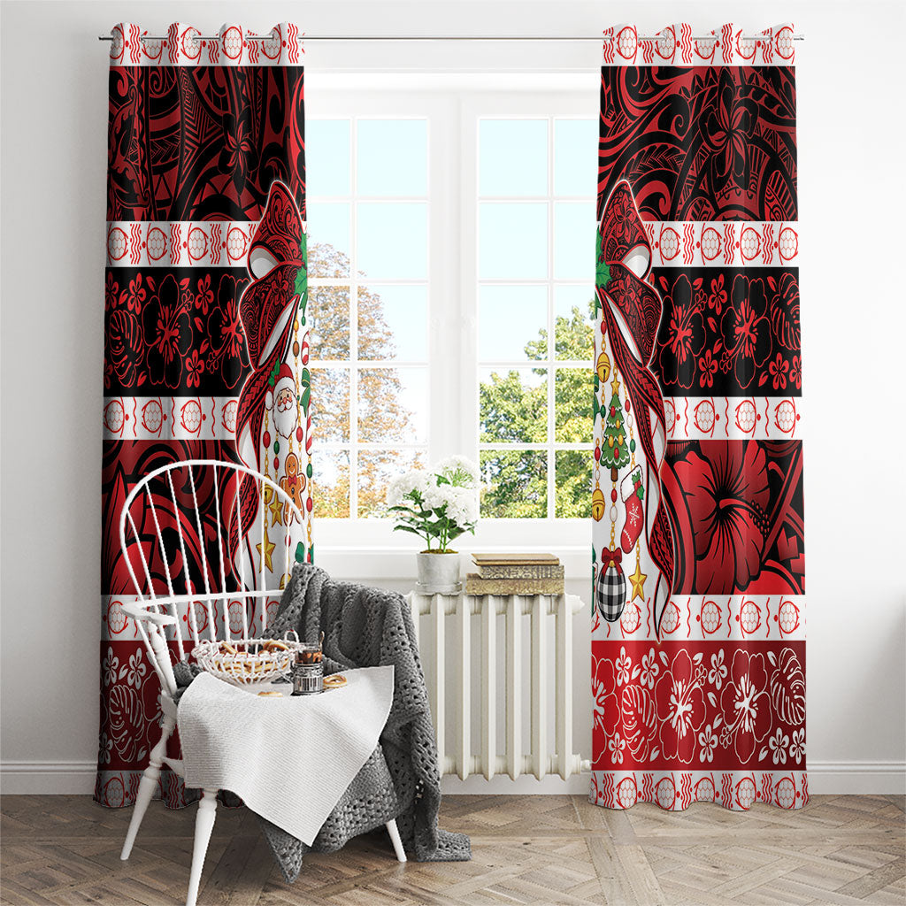 Polynesian Hibiscus Tribal Christmas Bow Window Curtain LT9 - Polynesian Pride