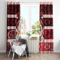 Polynesian Hibiscus Tribal Christmas Bow Window Curtain LT9 - Polynesian Pride