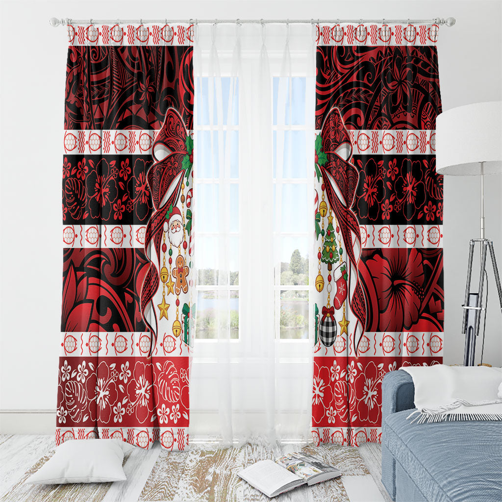 Polynesian Hibiscus Tribal Christmas Bow Window Curtain LT9 - Polynesian Pride