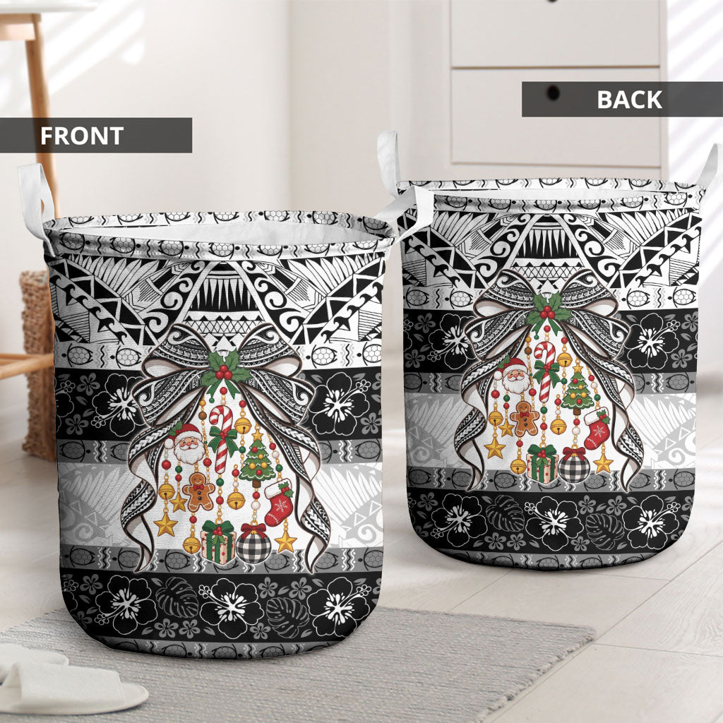 Polynesian Tribal Pattern Christmas Bow Laundry Basket