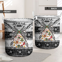 Polynesian Tribal Pattern Christmas Bow Laundry Basket