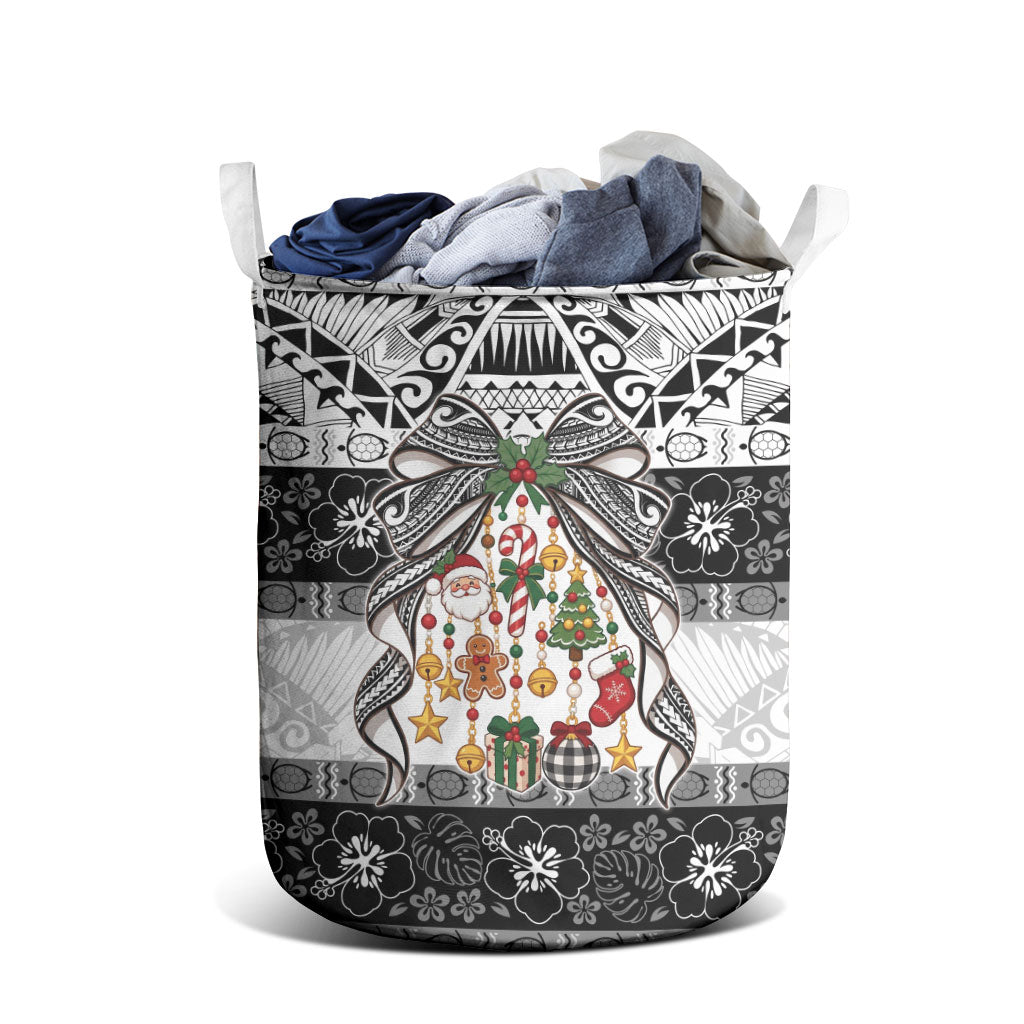 Polynesian Tribal Pattern Christmas Bow Laundry Basket