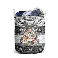 Polynesian Tribal Pattern Christmas Bow Laundry Basket