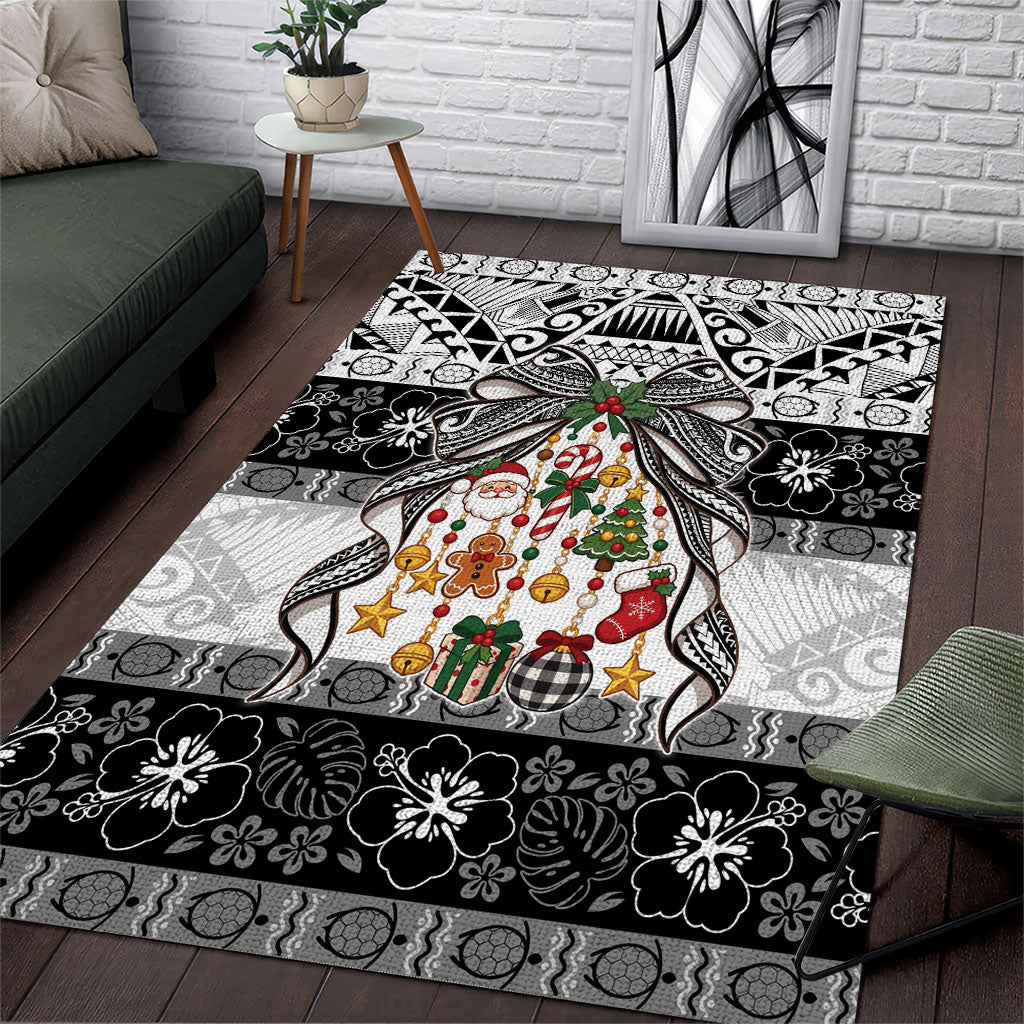 Polynesian Tribal Pattern Christmas Bow Area Rug
