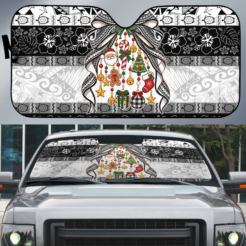 Polynesian Tribal Pattern Christmas Bow Auto Sun Shade