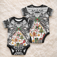 Polynesian Tribal Pattern Christmas Bow Baby Onesie