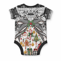 Polynesian Tribal Pattern Christmas Bow Baby Onesie