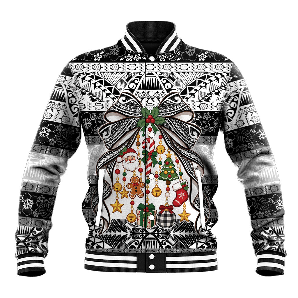 Polynesian Tribal Pattern Christmas Bow Baseball Jacket