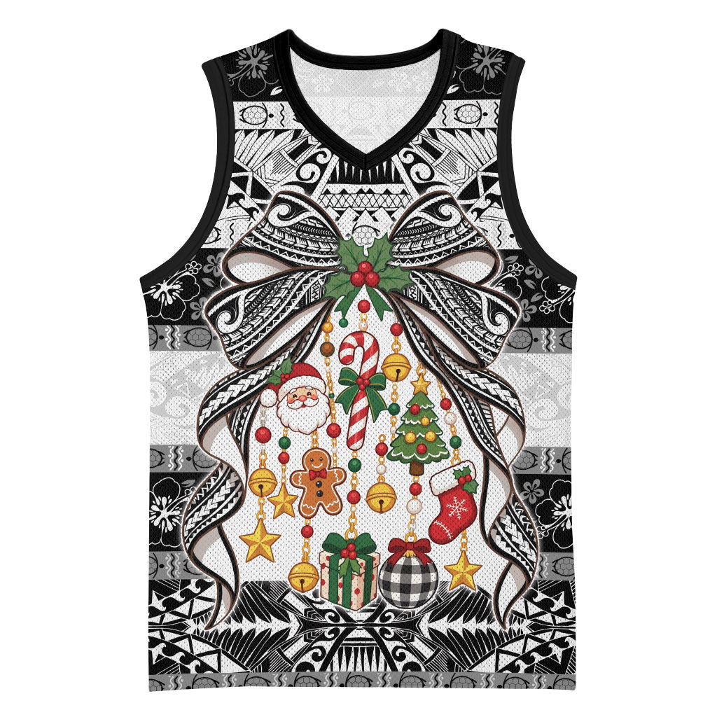 Polynesian Tribal Pattern Christmas Bow Basketball Jersey