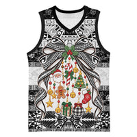 Polynesian Tribal Pattern Christmas Bow Basketball Jersey
