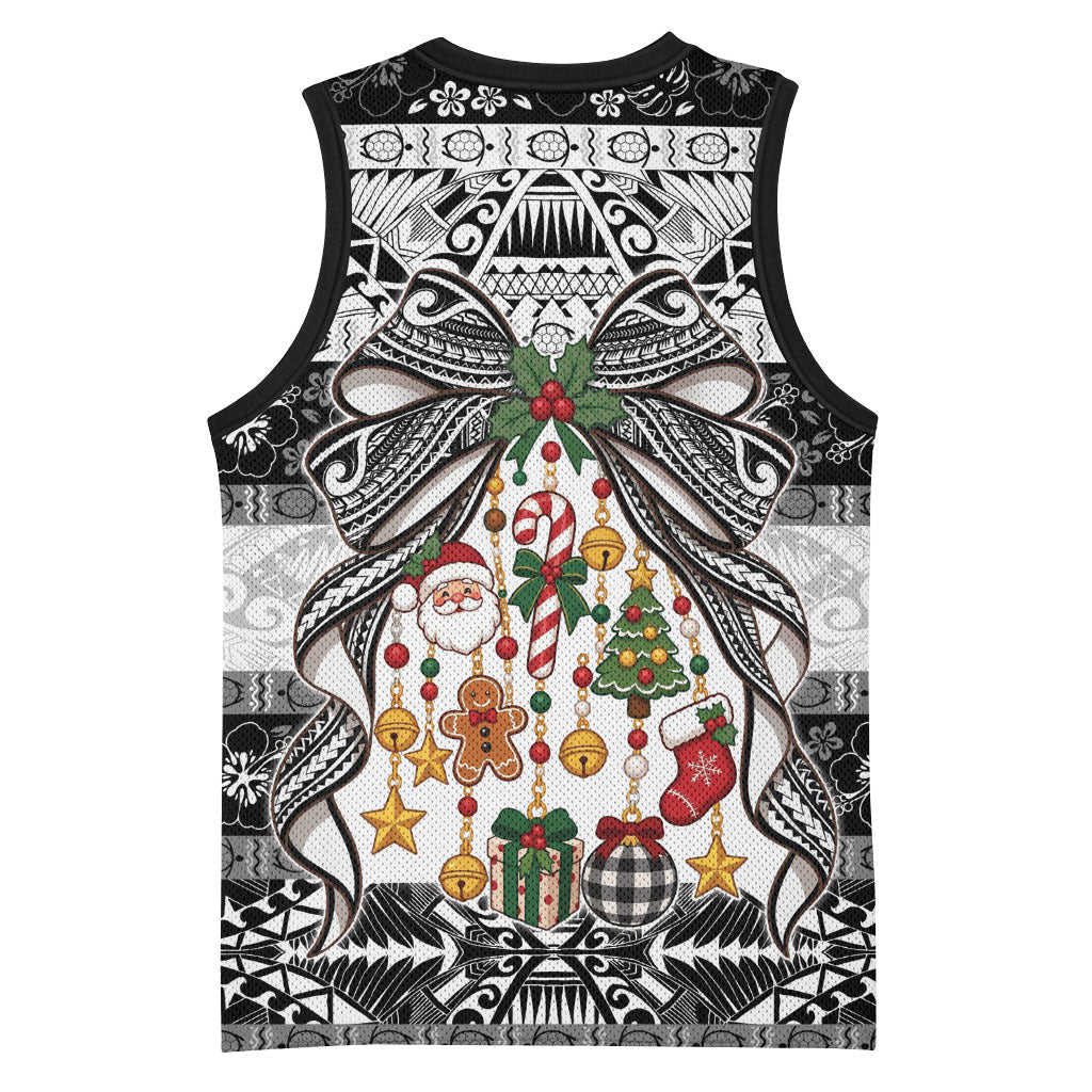 Polynesian Tribal Pattern Christmas Bow Basketball Jersey