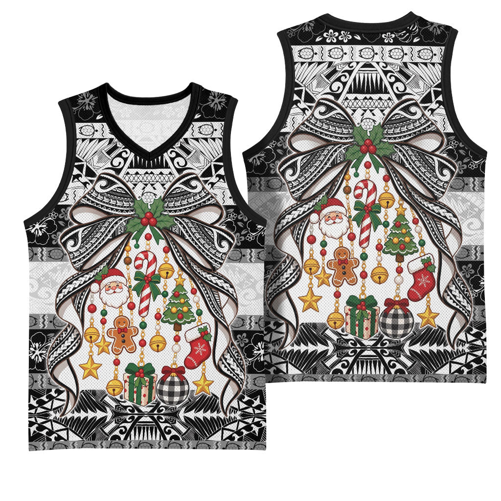 Polynesian Tribal Pattern Christmas Bow Basketball Jersey