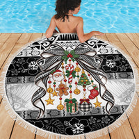 Polynesian Tribal Pattern Christmas Bow Beach Blanket LT9 - Polynesian Pride