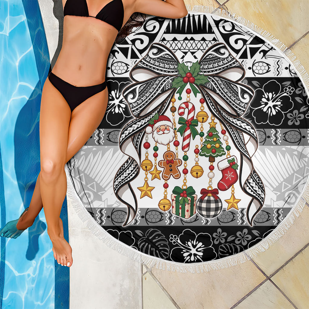 Polynesian Tribal Pattern Christmas Bow Beach Blanket LT9 - Polynesian Pride