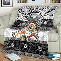 Polynesian Tribal Pattern Christmas Bow Blanket