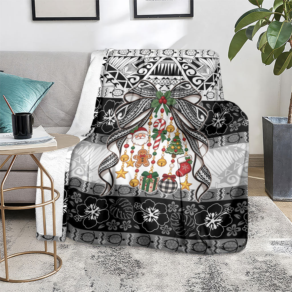 Polynesian Tribal Pattern Christmas Bow Blanket