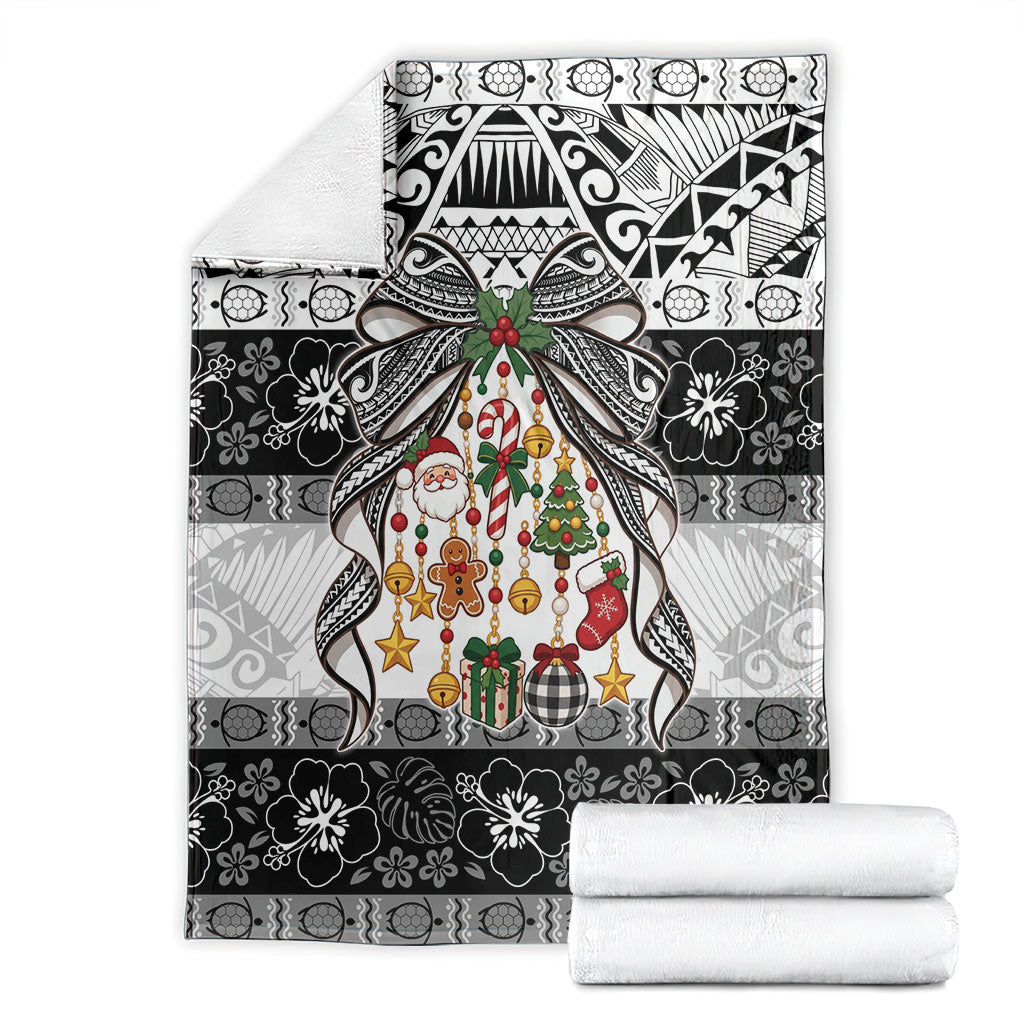 Polynesian Tribal Pattern Christmas Bow Blanket