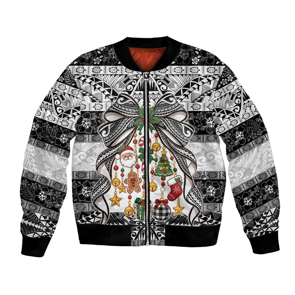 Polynesian Tribal Pattern Christmas Bow Bomber Jacket