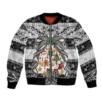 Polynesian Tribal Pattern Christmas Bow Bomber Jacket