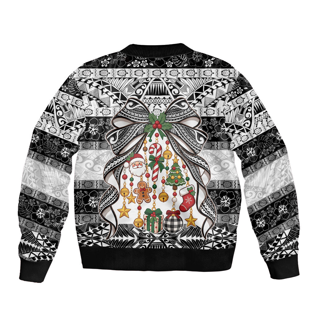 Polynesian Tribal Pattern Christmas Bow Bomber Jacket