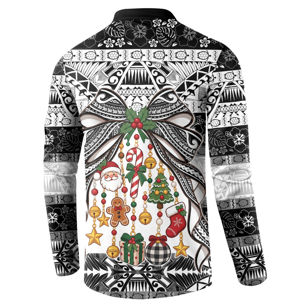 Polynesian Tribal Pattern Christmas Bow Button Sweatshirt