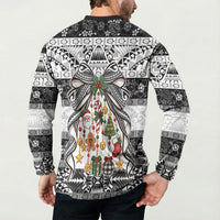 Polynesian Tribal Pattern Christmas Bow Button Sweatshirt