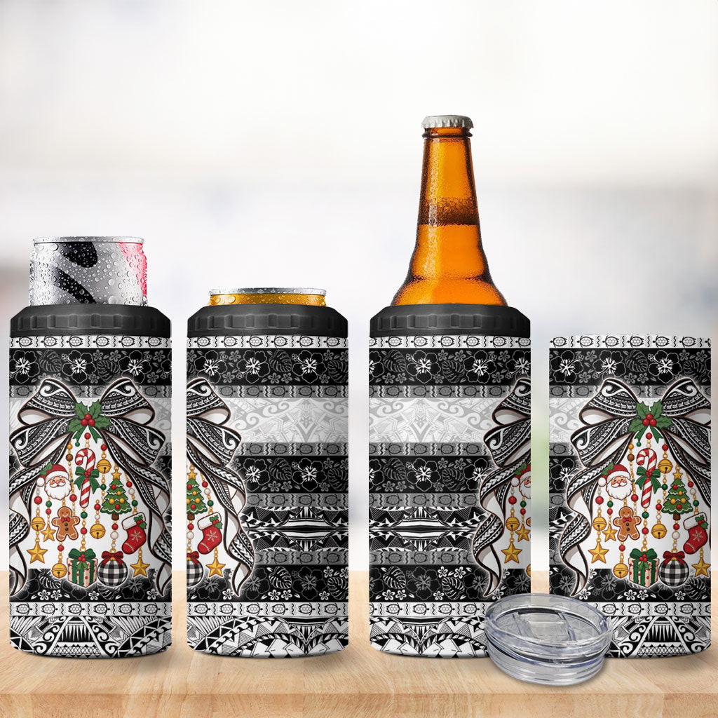 Polynesian Tribal Pattern Christmas Bow 4 in 1 Can Cooler Tumbler