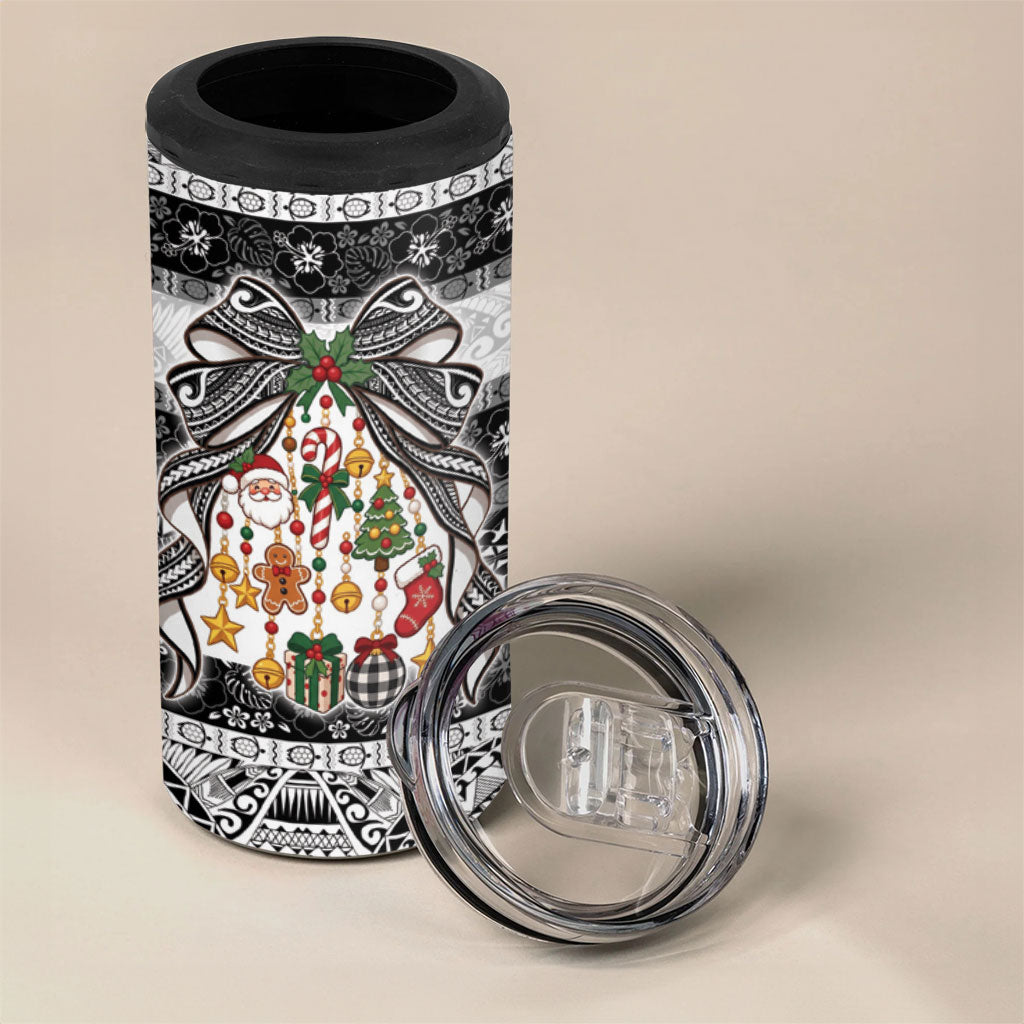 Polynesian Tribal Pattern Christmas Bow 4 in 1 Can Cooler Tumbler