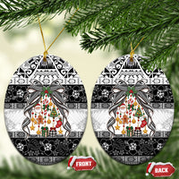 Polynesian Tribal Pattern Christmas Bow Ceramic Ornament