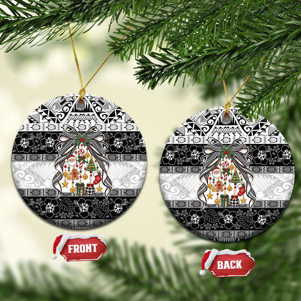 Polynesian Tribal Pattern Christmas Bow Ceramic Ornament
