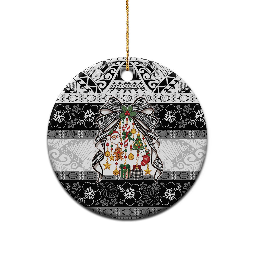 Polynesian Tribal Pattern Christmas Bow Ceramic Ornament