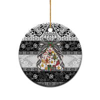 Polynesian Tribal Pattern Christmas Bow Ceramic Ornament