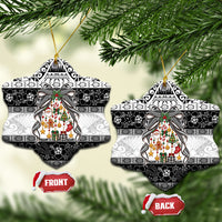Polynesian Tribal Pattern Christmas Bow Ceramic Ornament