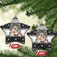 Polynesian Tribal Pattern Christmas Bow Ceramic Ornament
