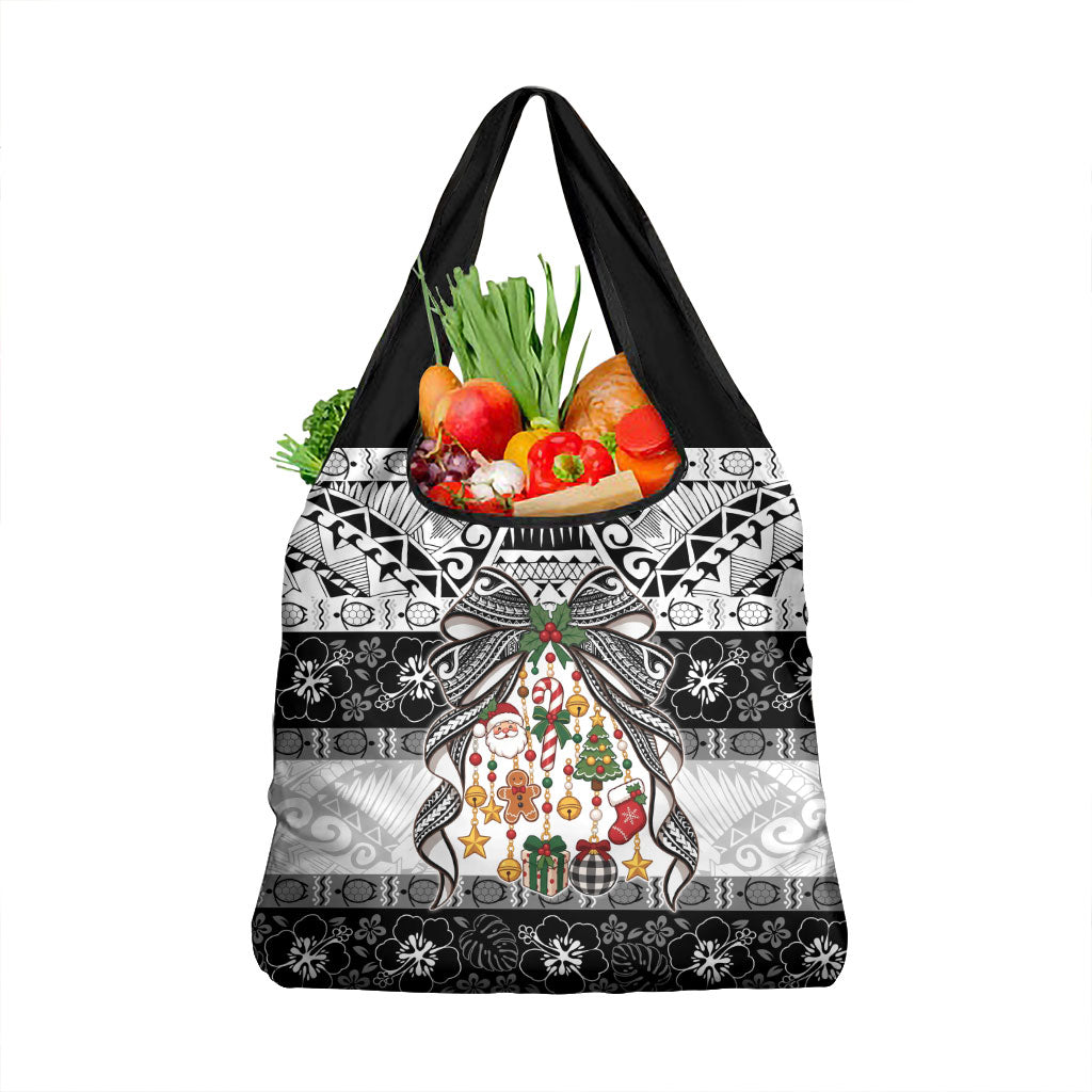 Polynesian Tribal Pattern Christmas Bow Grocery Bag
