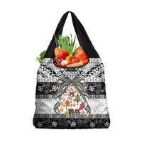 Polynesian Tribal Pattern Christmas Bow Grocery Bag