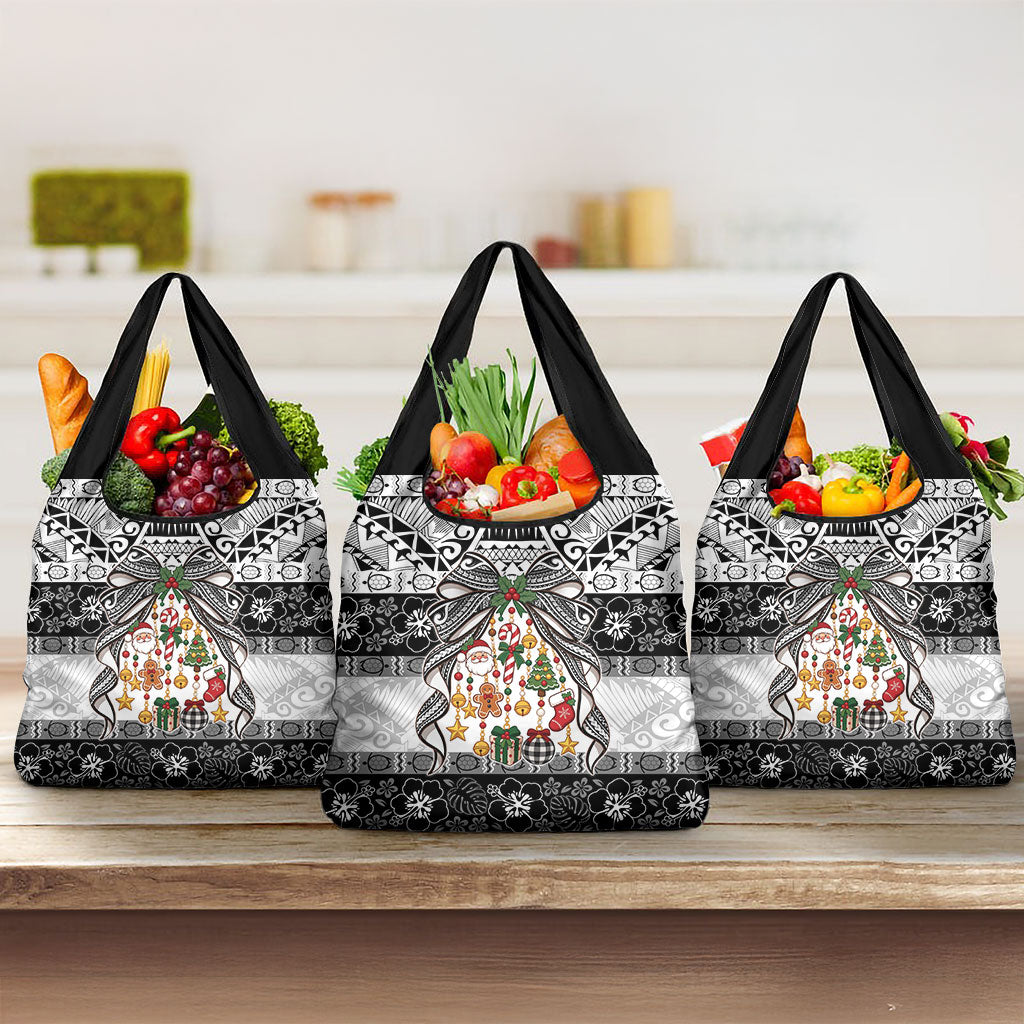 Polynesian Tribal Pattern Christmas Bow Grocery Bag