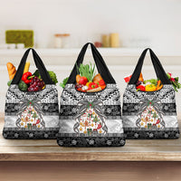 Polynesian Tribal Pattern Christmas Bow Grocery Bag