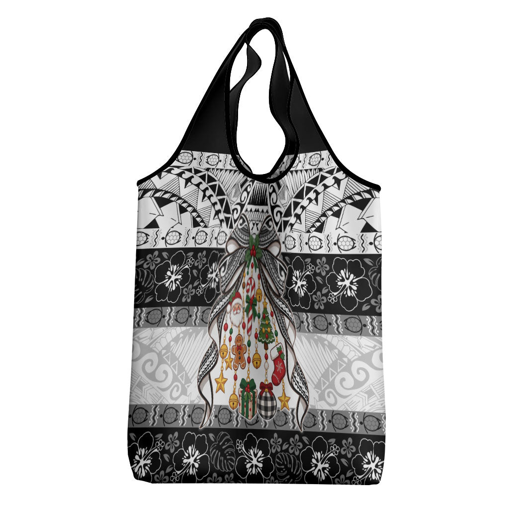 Polynesian Tribal Pattern Christmas Bow Grocery Bag